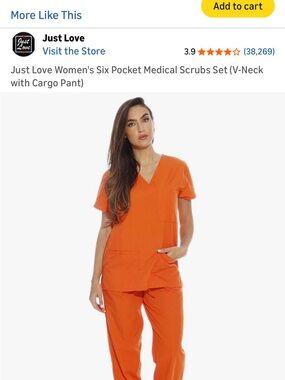 Just Love Bright Orange V-Neck Medical Scrub Set